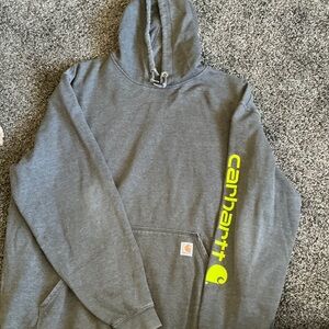 Carhartt Gray Hoodie with Neon Accents